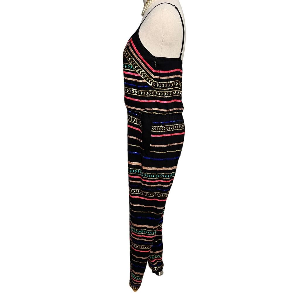 Mara Hoffman Sequin Striped Georgette Spaghetti Strap Jumpsuit black size XS - Picture 9 of 13